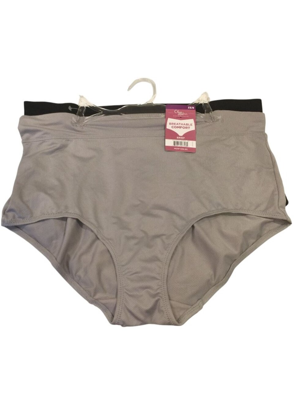 OLGA by Warners Breathable Comfort Brief Size 2XL/9 Set of 3 Gray Black  White